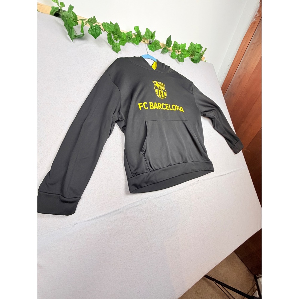 FC Barcelona Messi 10 Hoodie Black Yellow Soccer Sweatshirt Mens Medium